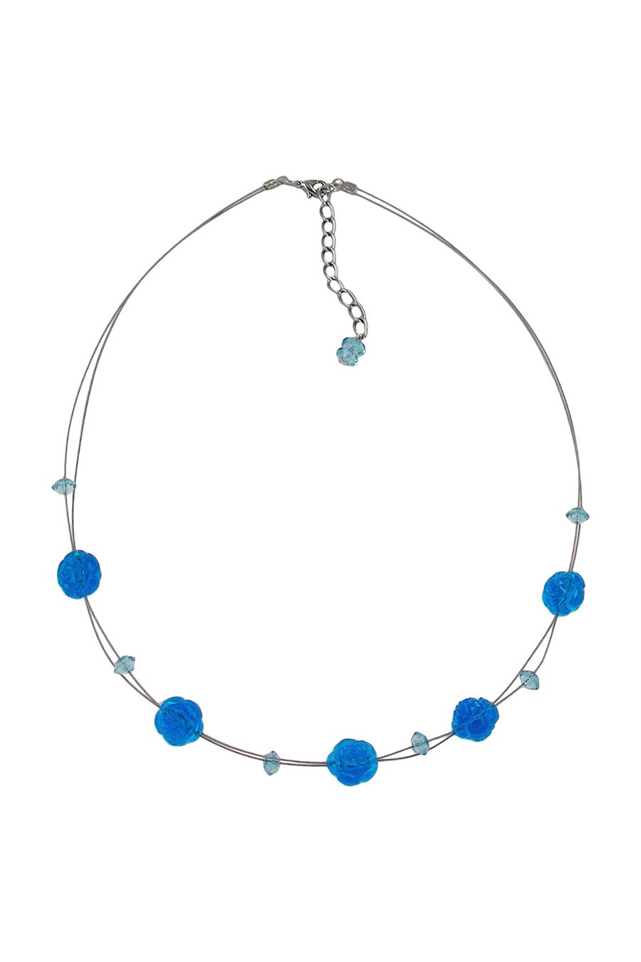 NECKLACE BEADS AQUA-BLUE TRANSPARENT