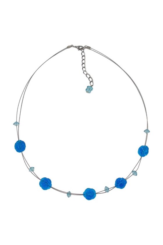 NECKLACE BEADS AQUA-BLUE TRANSPARENT