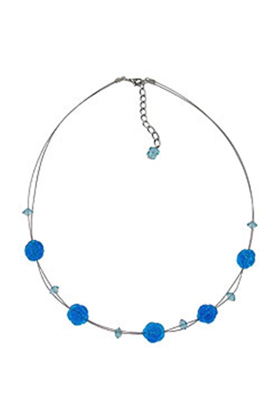 NECKLACE BEADS AQUA-BLUE TRANSPARENT