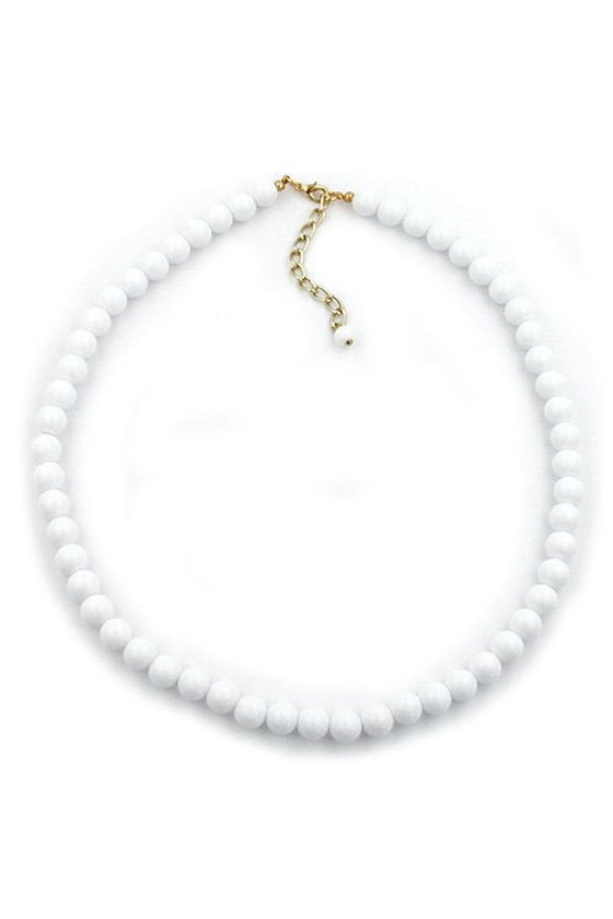 NECKLACE BEADS 6MM WHITE SHINY