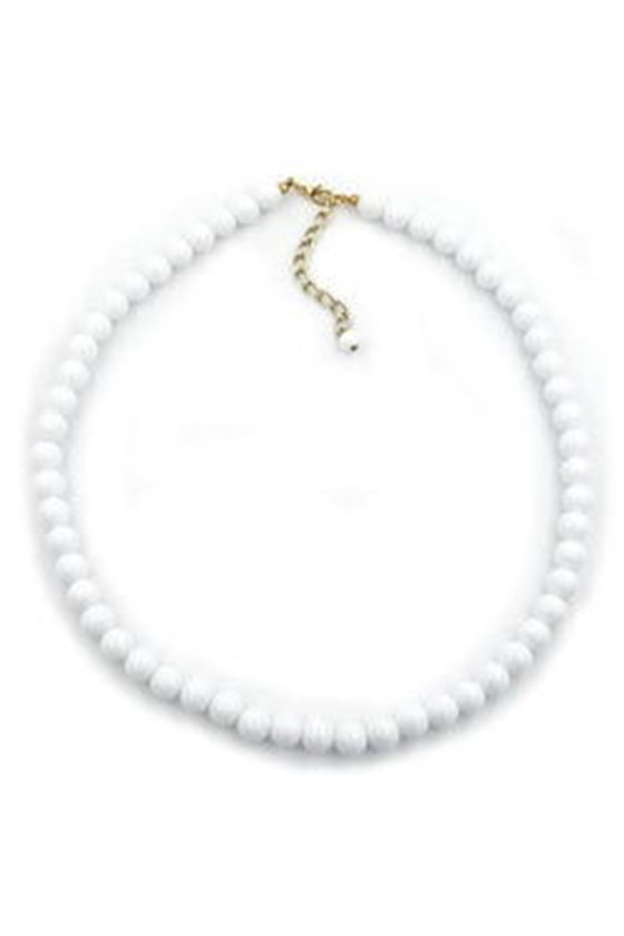 NECKLACE BEADS 6MM WHITE SHINY