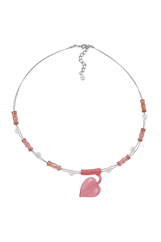 NECKLACE LEAF PENDANT PINK