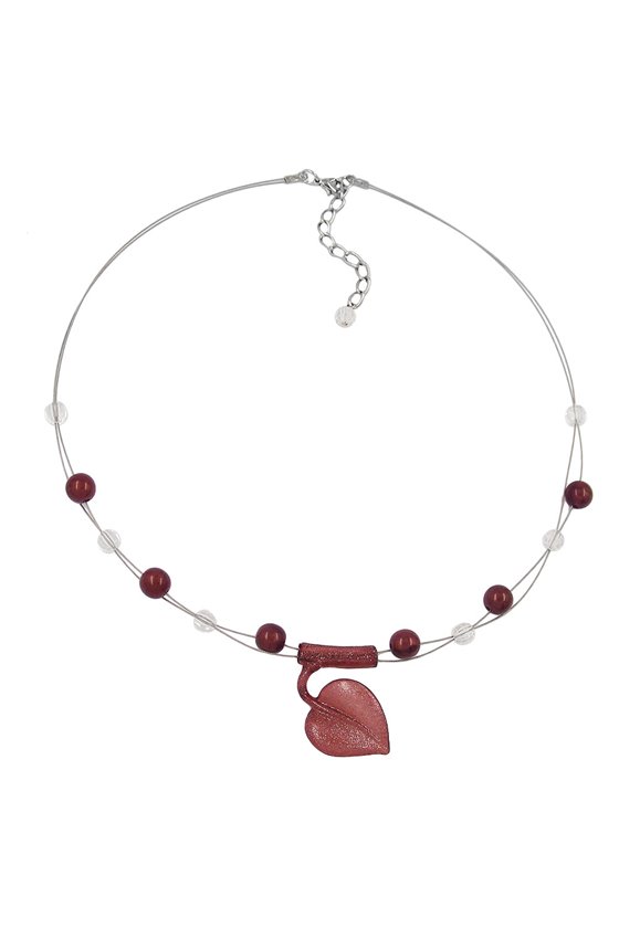 NECKLACE LEAF AT TUBE PINK