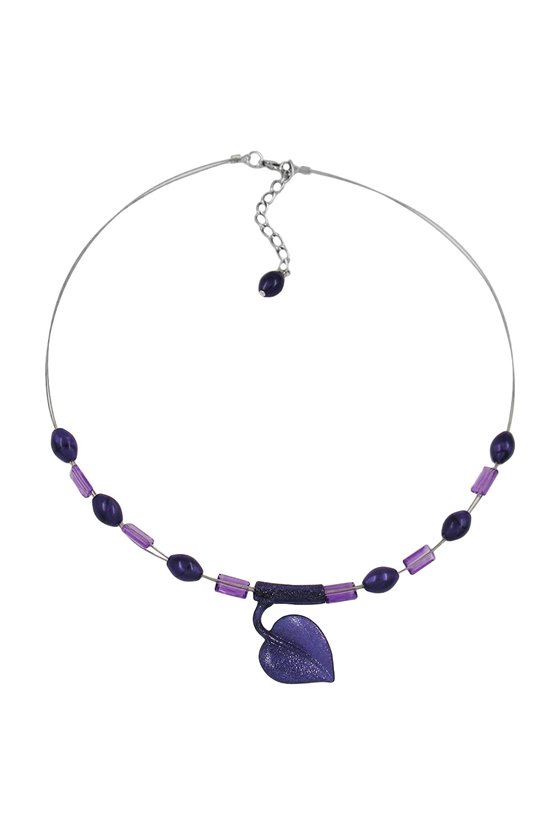 NECKLACE LEAF AT TUBE LILAC