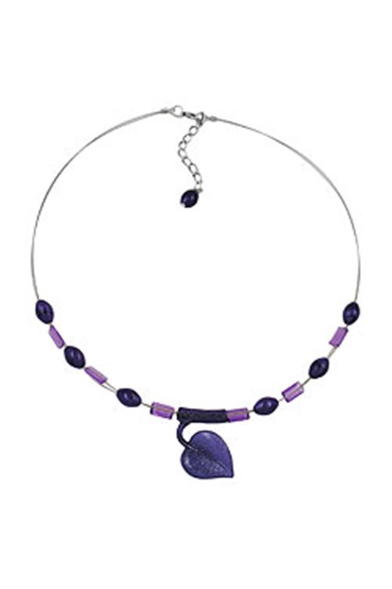 NECKLACE LEAF AT TUBE LILAC