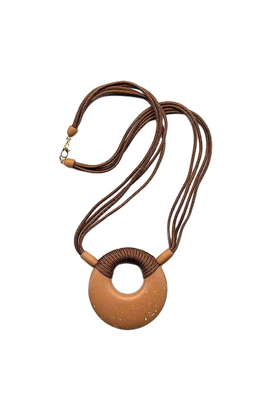 NECKLACE AMULET CARAMEL/ BROWN