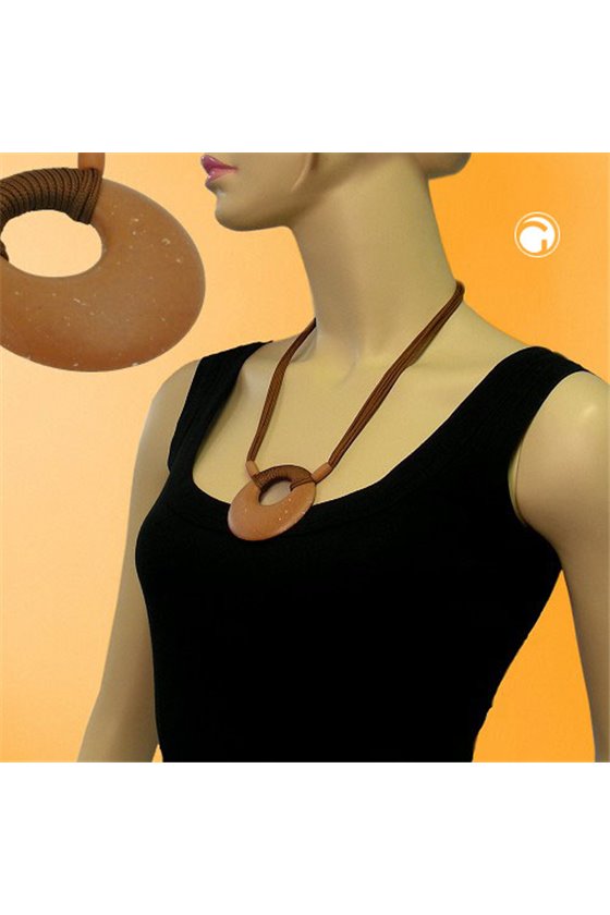 NECKLACE AMULET CARAMEL/ BROWN