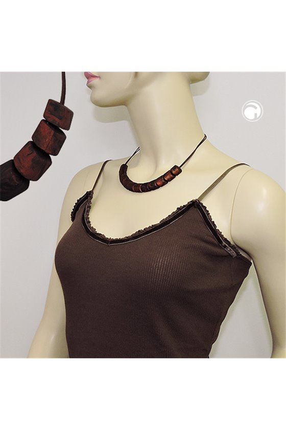 NECKLACE SLANTED BEADS BROWN MARBLED