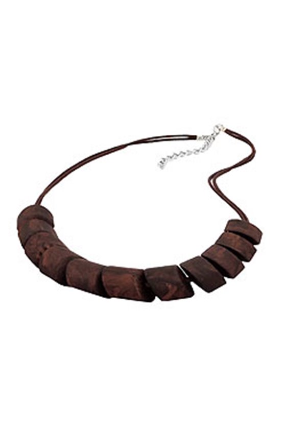 NECKLACE SLANTED BEADS BROWN MARBLED