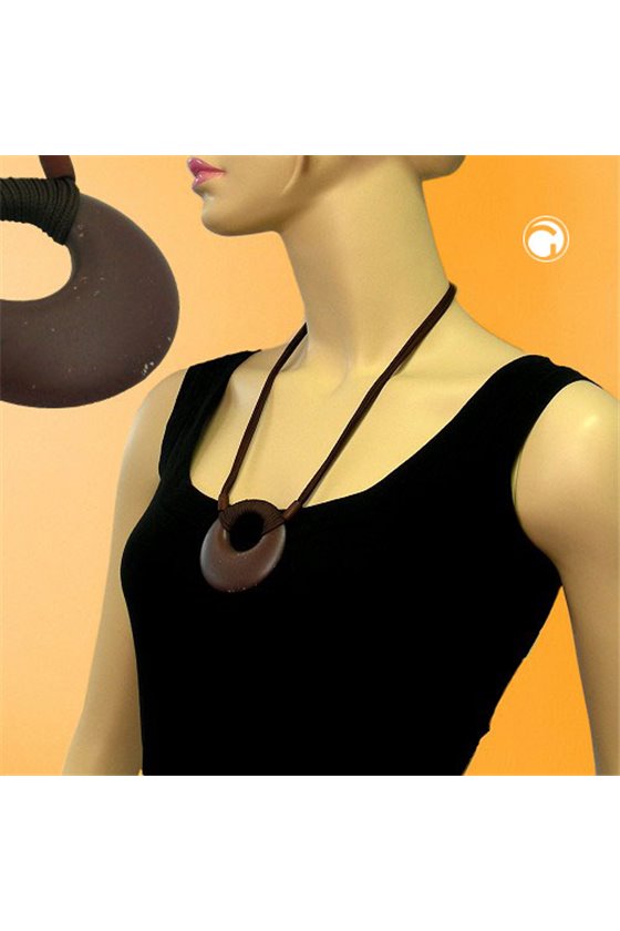 NECKLACE AMULET DARK BROWN