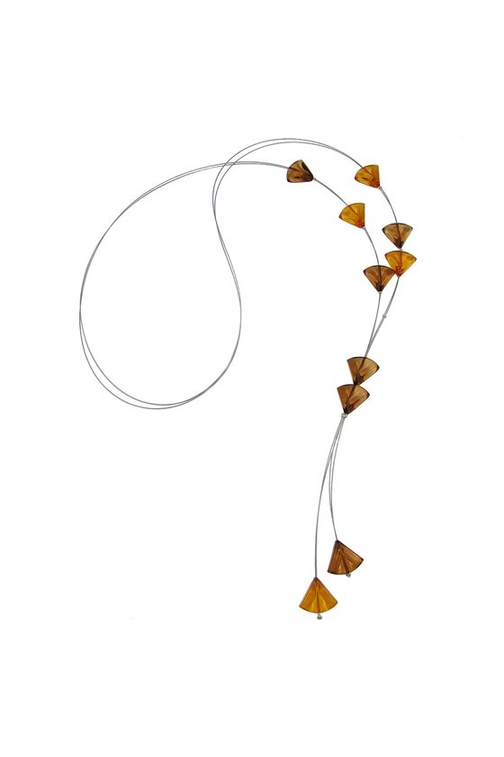 NECKLACE TRIANGLE BEADS BROWN TRANSPARENT