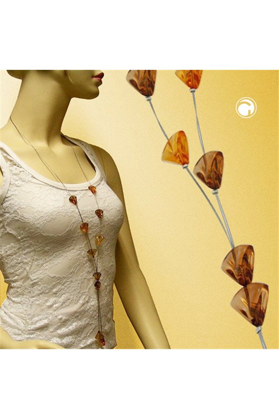 NECKLACE TRIANGLE BEADS BROWN TRANSPARENT
