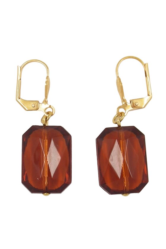 LEVERBACK EARRINGS GRINDED RECTANGLE TOPAS