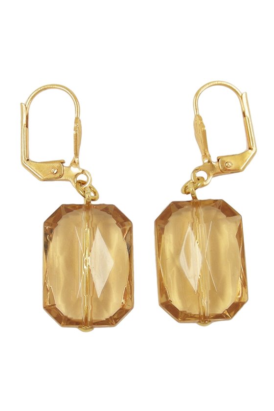 LEVERBACK EARRINGS GRINDED RECTANGLE TOPAS
