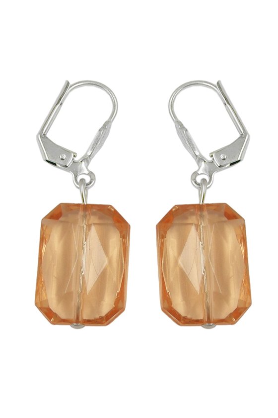 LEVERBACK EARRINGS GRINDED RECTANGLE SALMON ORANGE