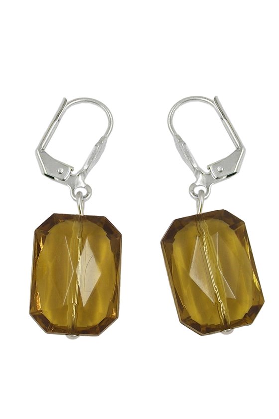 LEVERBACK EARRINGS GRINDED RECTANGLE OLIVE COLOUR