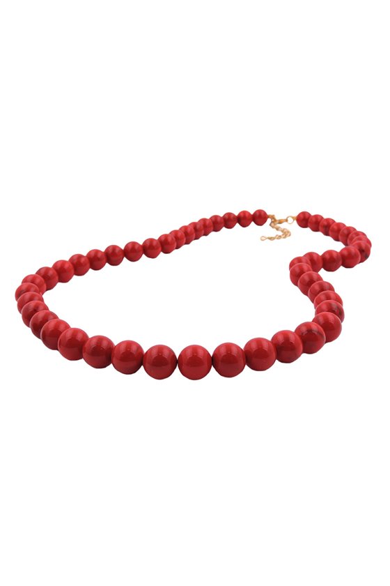 NECKLACE BEADS 12MM RED-BLACK 60CM