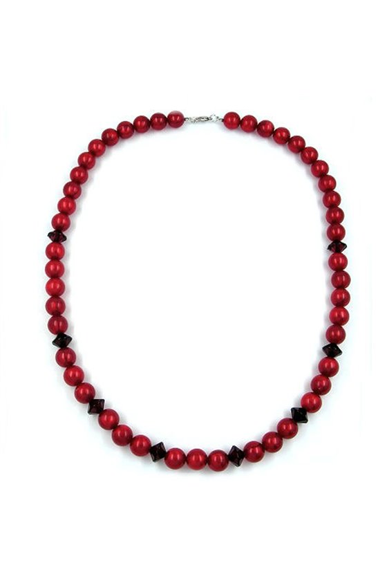 NECKLACE BEADS RED 60CM