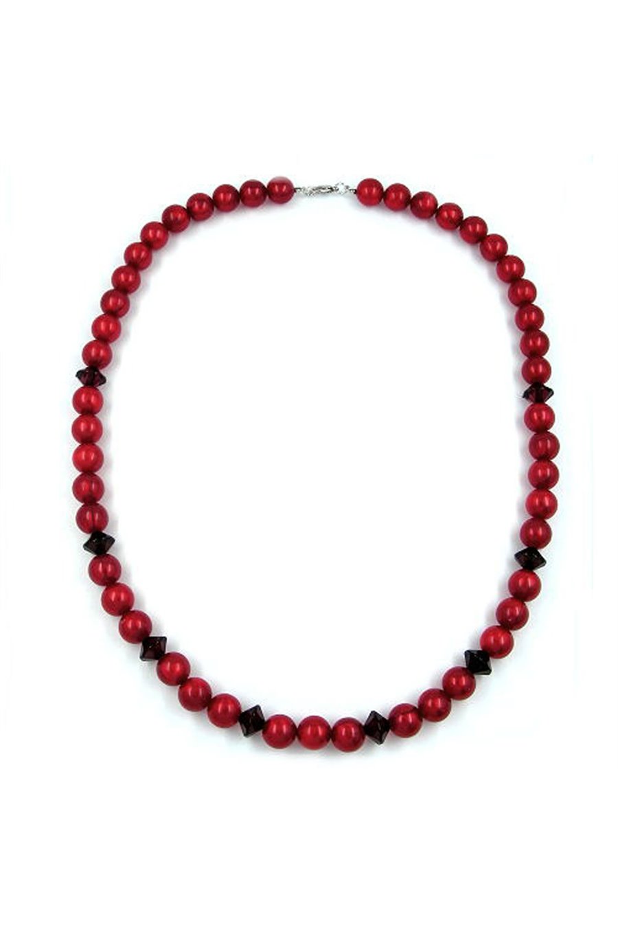 NECKLACE BEADS RED 60CM
