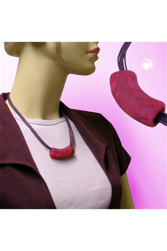 NECKLACE TUBE FLAT CURVED PINK 50CM
