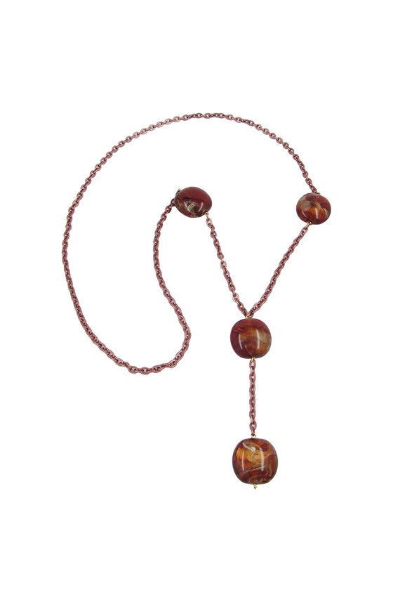 NECKLACE NUGGETS BROWN 100CM