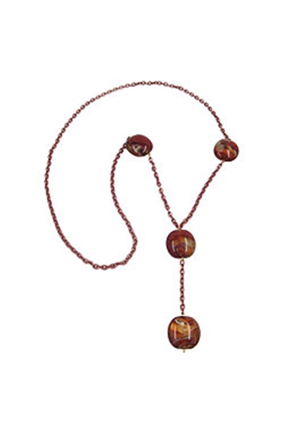 NECKLACE NUGGETS BROWN 100CM