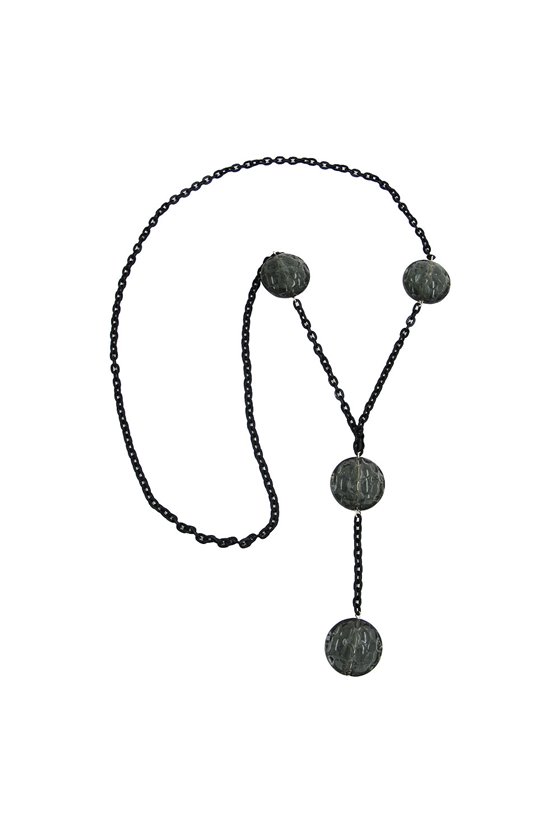 NECKLACE EYE-CATCHING BEADS GREY 100CM