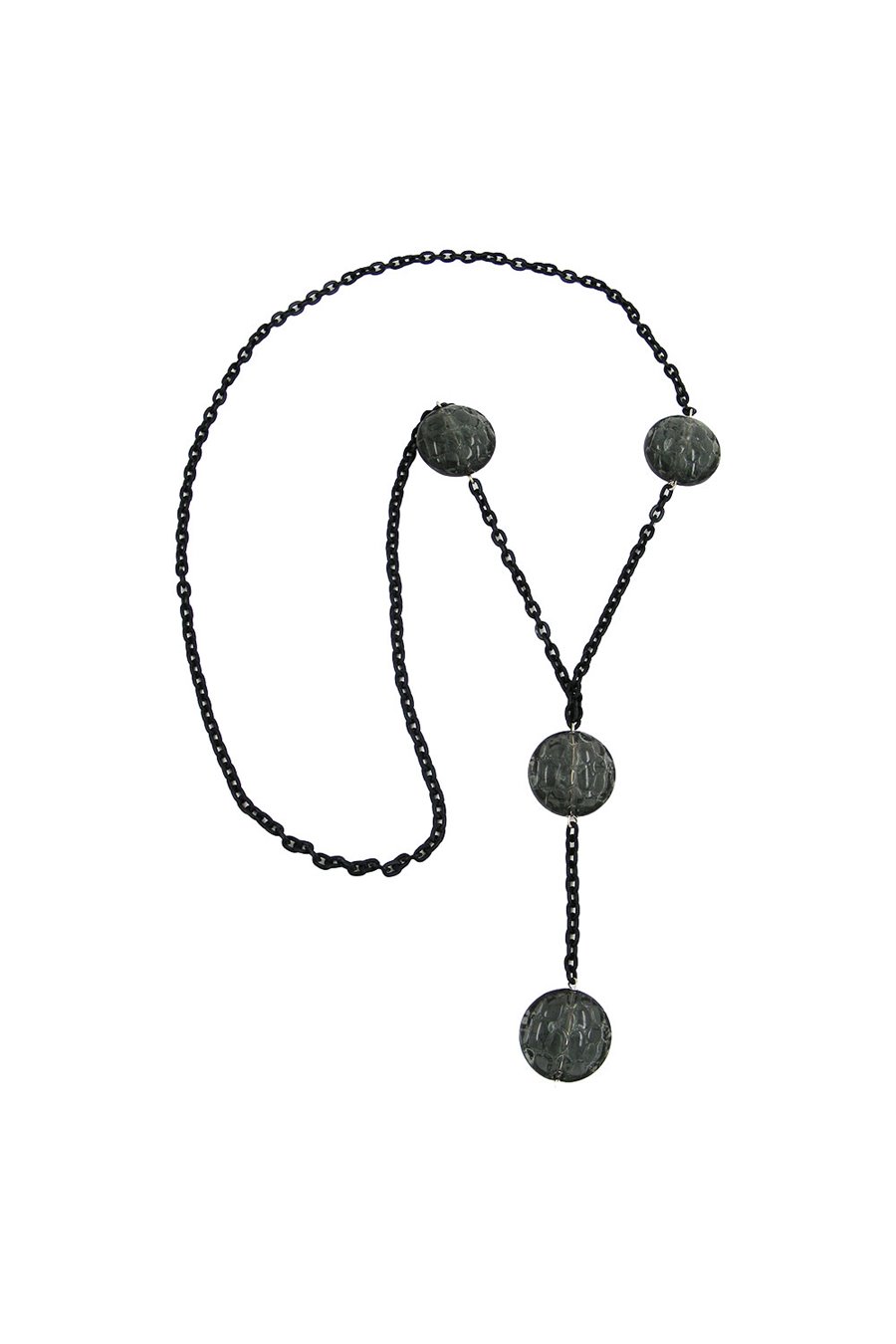 NECKLACE EYE-CATCHING BEADS GREY 100CM