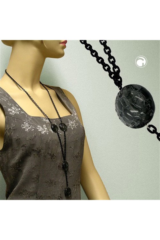 NECKLACE EYE-CATCHING BEADS GREY 100CM