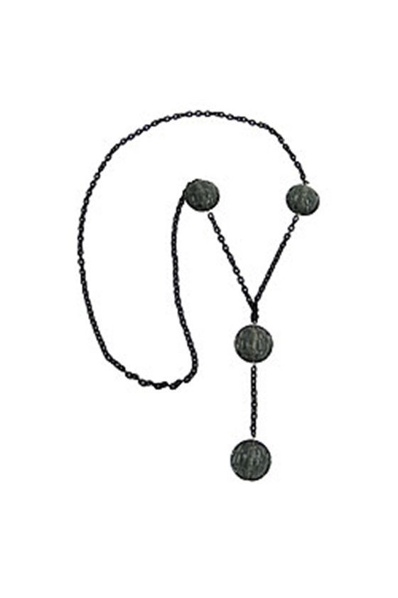 NECKLACE EYE-CATCHING BEADS GREY 100CM