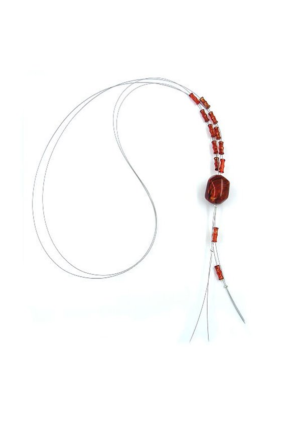 NECKLACE TUBES BROWN RED MARBLED