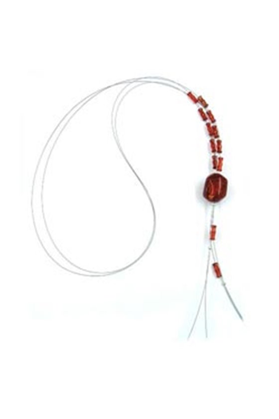 NECKLACE TUBES BROWN RED MARBLED