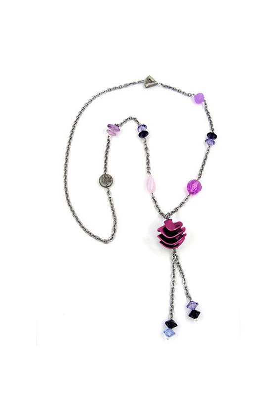 NECKLACE SPIRAL PURPLE CHAIN SILVER 95CM