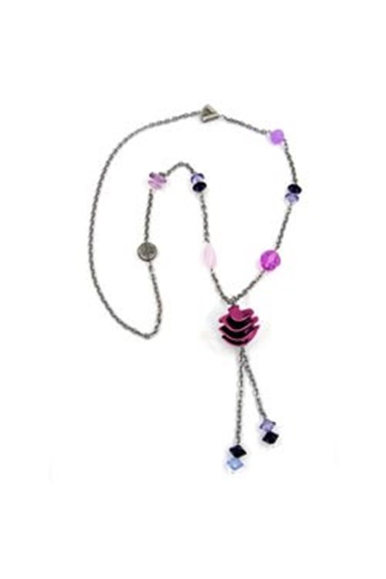NECKLACE SPIRAL PURPLE CHAIN SILVER 95CM