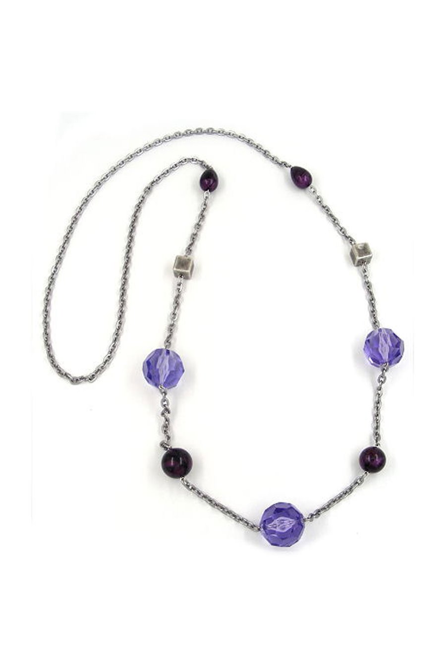 NECKLACE FACETED BEADS PURPLE 100CM