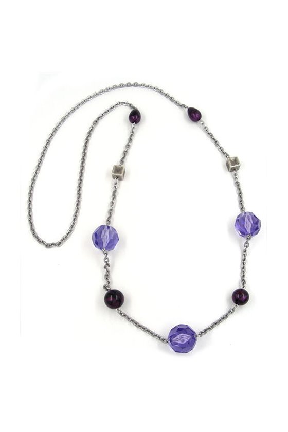 NECKLACE FACETED BEADS PURPLE 100CM