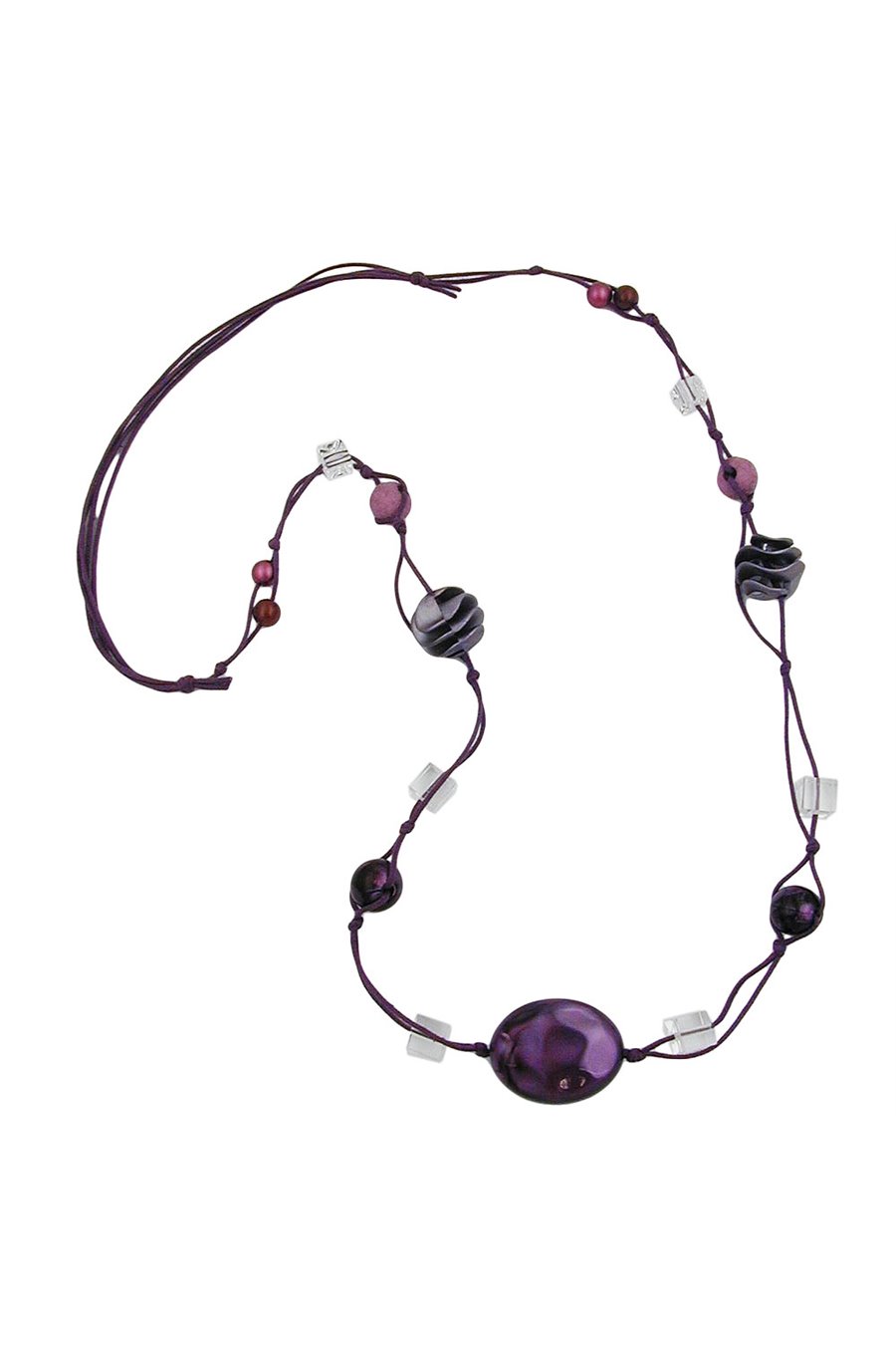 NECKLACE OLIVE PURPLE-SILK 100CM