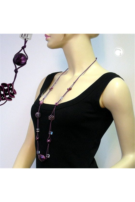 NECKLACE OLIVE PURPLE-SILK 100CM