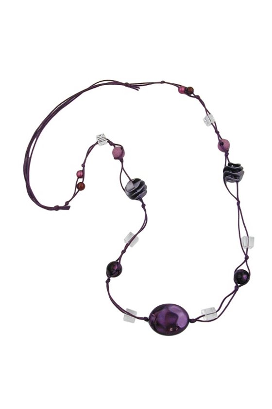 NECKLACE OLIVE PURPLE-SILK 100CM