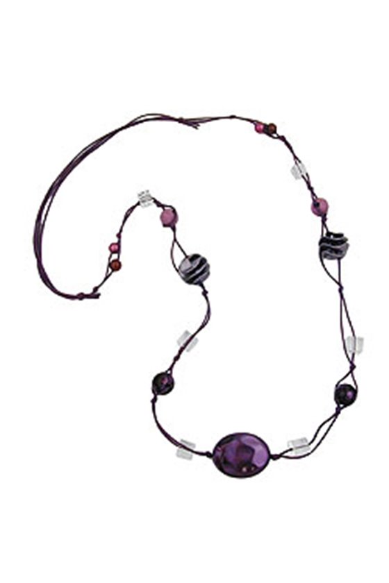 NECKLACE OLIVE PURPLE-SILK 100CM