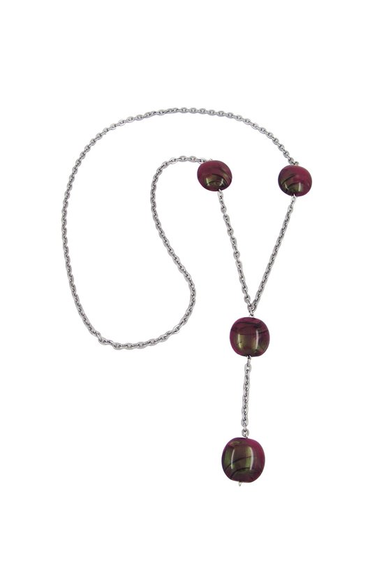 NECKLACE NUGGETS PURPLE 100CM