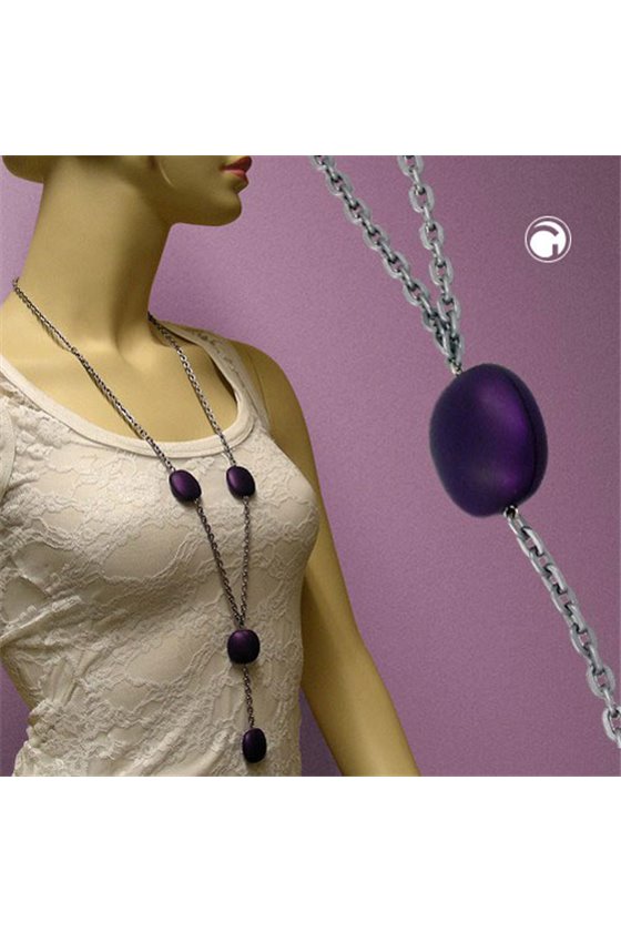 NECKLACE NUGGETS PURPLE 100CM