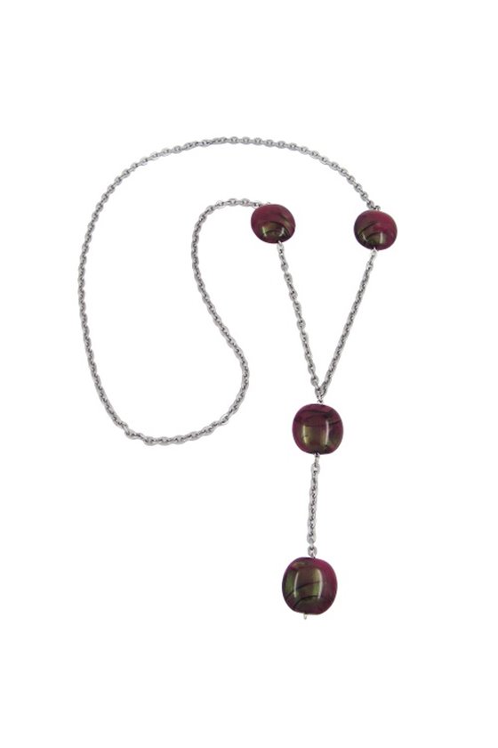 NECKLACE NUGGETS PURPLE 100CM