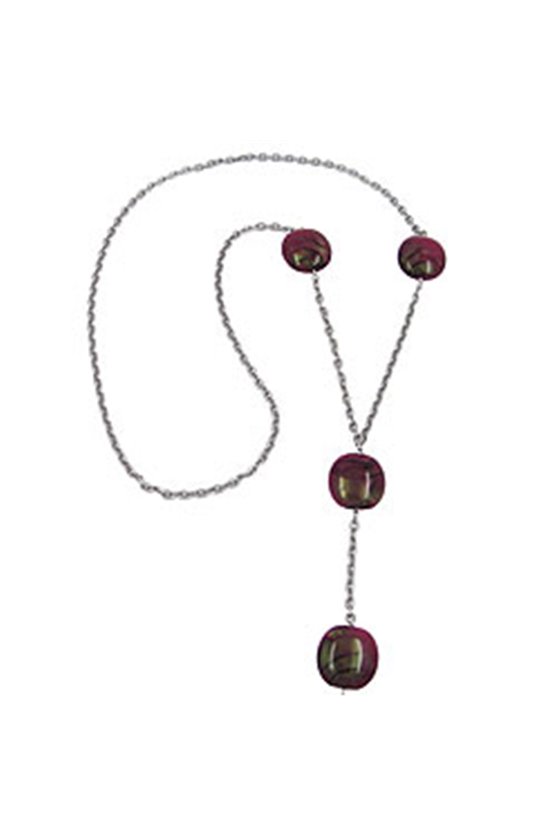 NECKLACE NUGGETS PURPLE 100CM