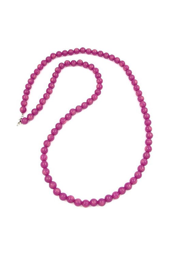 NECKLACE BEADS 10MM PURPLE-SILK 90CM