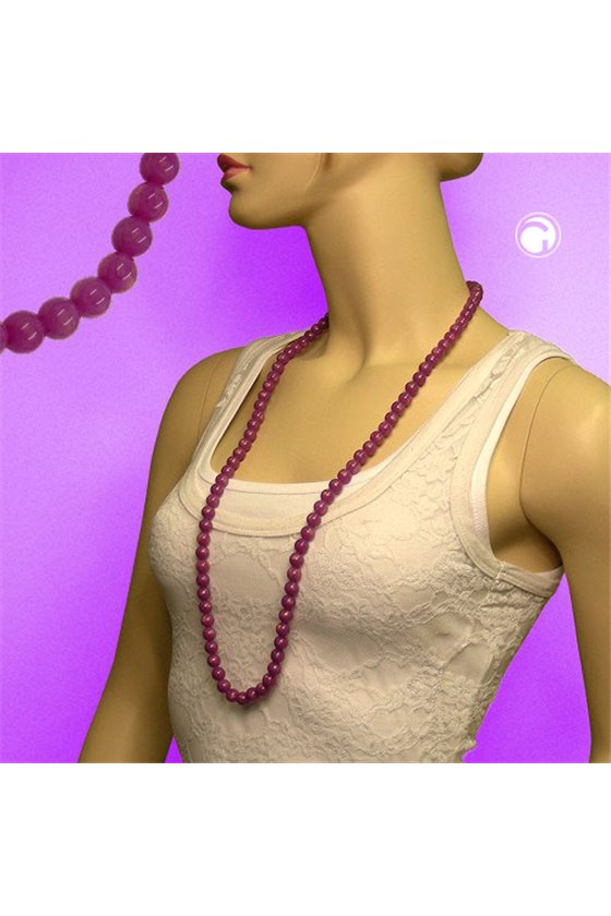 NECKLACE BEADS 10MM PURPLE-SILK 90CM