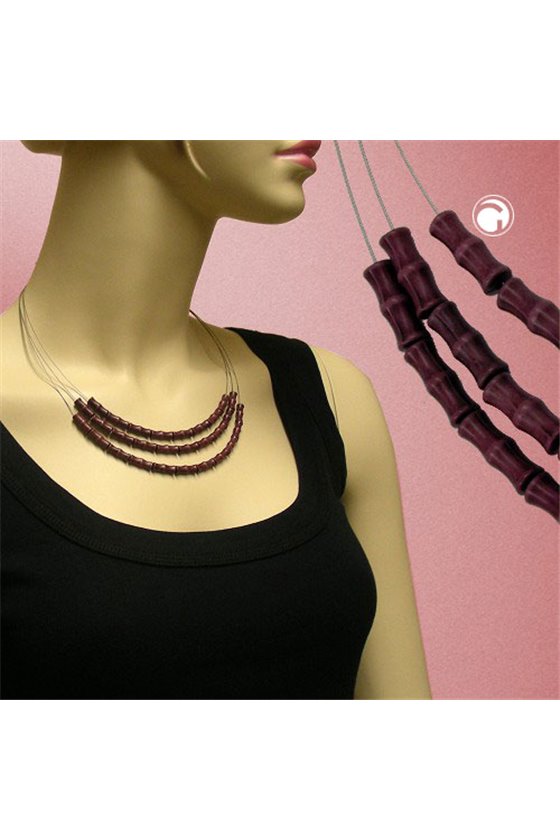 NECKLACE THREE ROWS PURPLE
