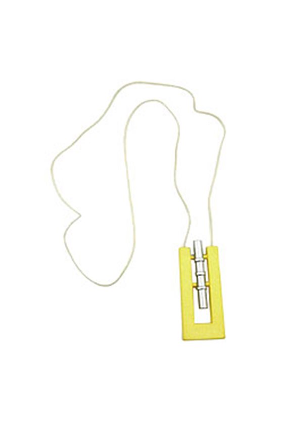 NECKLACE RECTANGLE YELLOW-MATTE-SILVER 90CM
