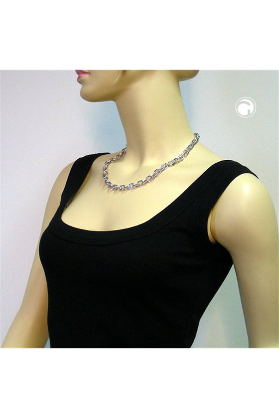 NECKLACE ANCHOR CHAIN RHODIUM PLATED 50CM