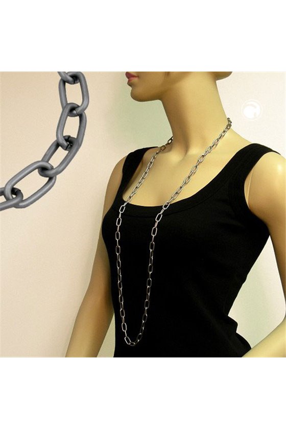 NECKLACE SILVER-COLOURED ANCHOR CHAIN 8MM